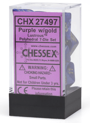 Chessex Dice: 7 Set Polyhedral Lustrous Purple Gold CHX27497